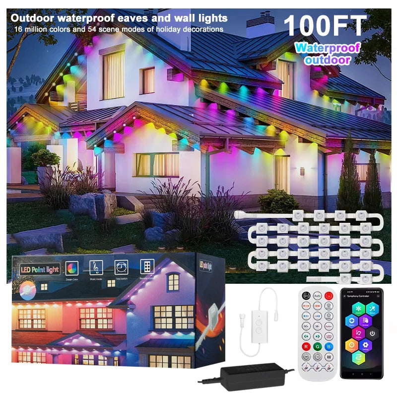 Permanent Outdoor Lights Smart RGBIC Eaves LED Fairy String