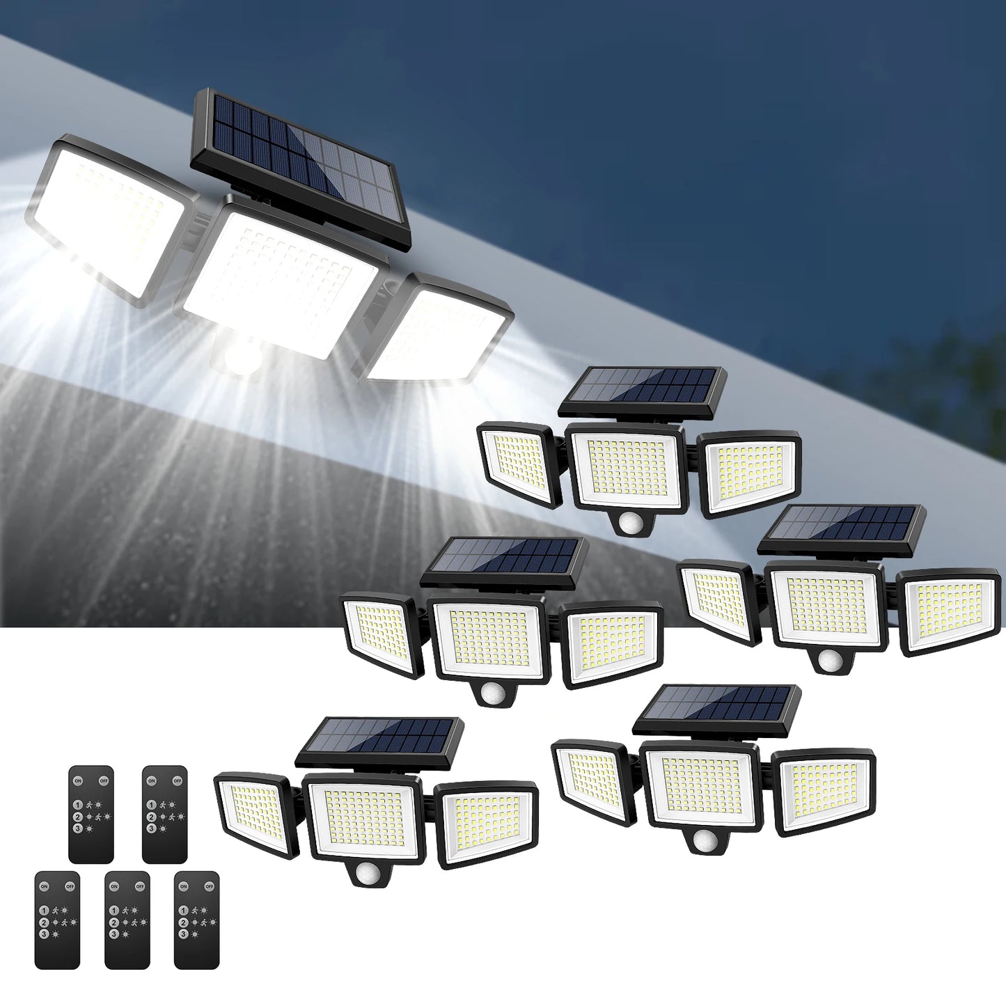 IP65 Waterproof Triple Head Outdoor Solar Light 2500LM