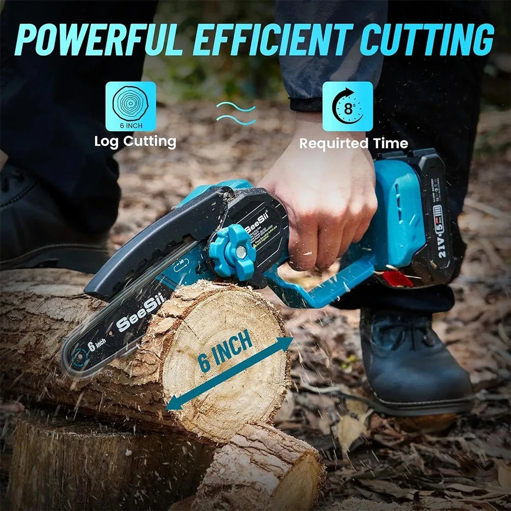 Seesii 6 Inch Brushless Electric Chainsaw Pruner For Tree