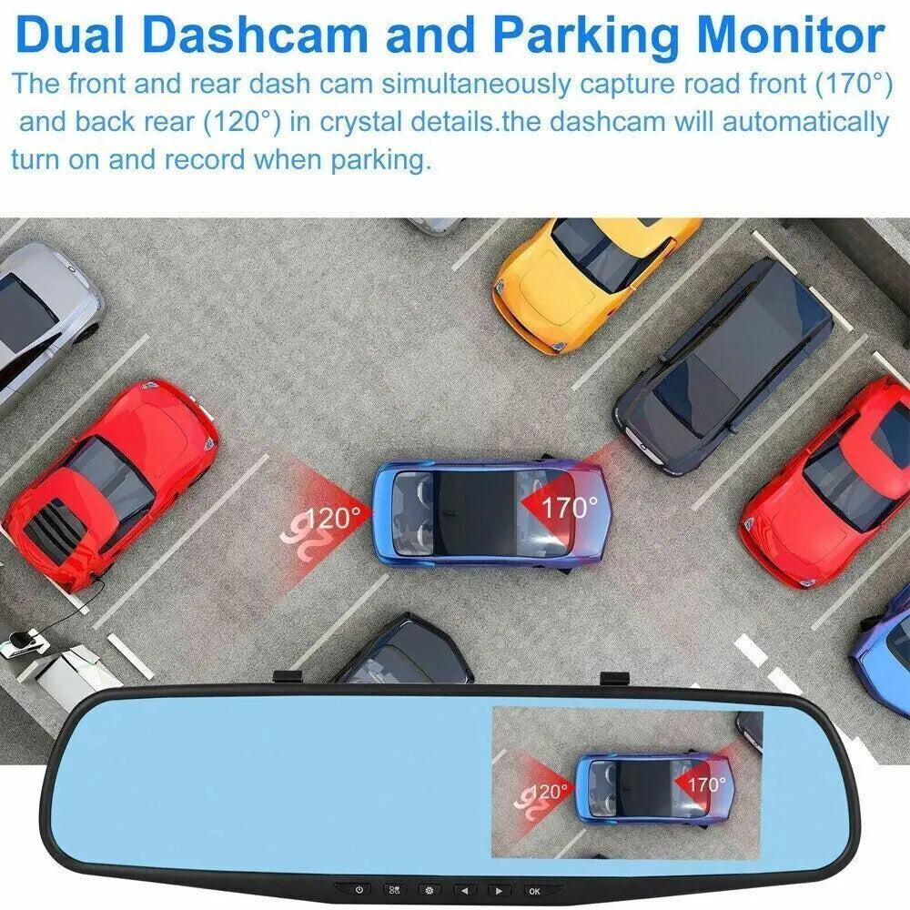 1080P HD Rearview Mirror Dash Cam Front And Rear Recorder