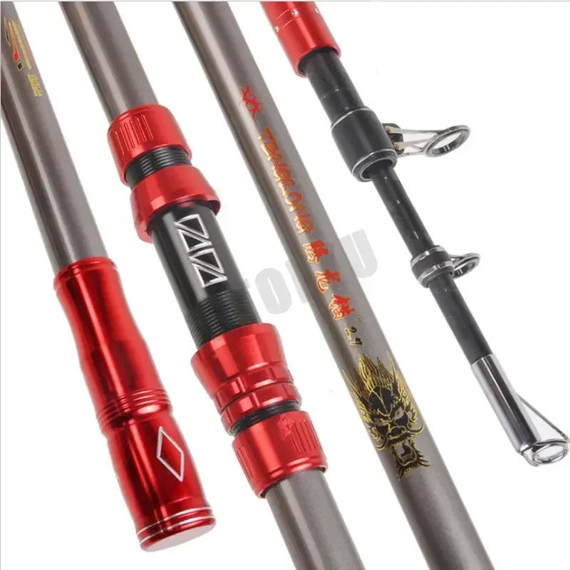 2.7-4.5M Carbon Fishing Rod 100kg Superhard Long Distance Telescopic Sea Boat Fishing Gear