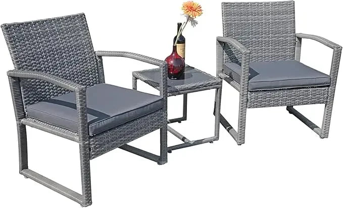 Outdoor Patio Furniture Set, 3 Pieces , Modern Bistro Set with Coffee Table, 3 Pieces Outdoor Patio Furniture Set
