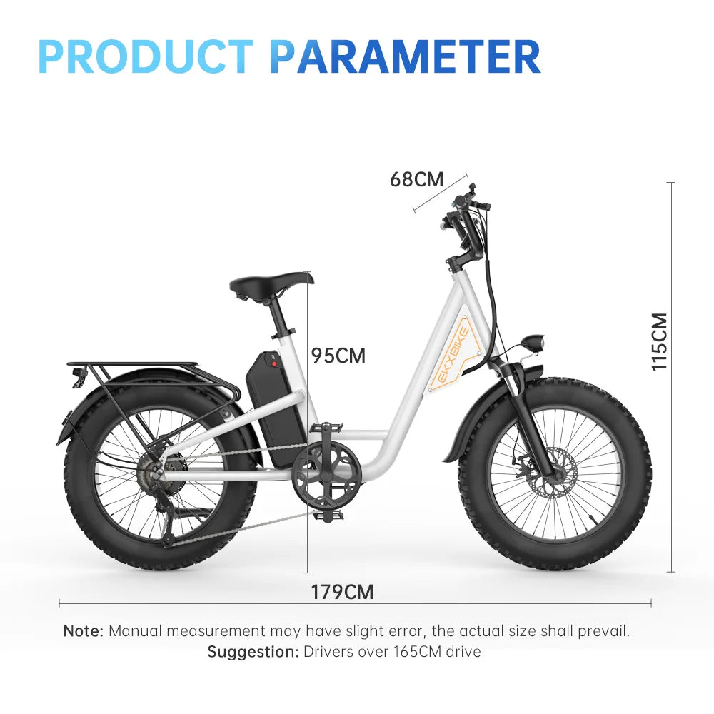EKX L1 Adult Electric Bike 1000W Motor(1400W peak)34MPH, 48V 15.6Ah Removable Battery With 20''4.0 Fat Tire 7 Speed Urban Ebike