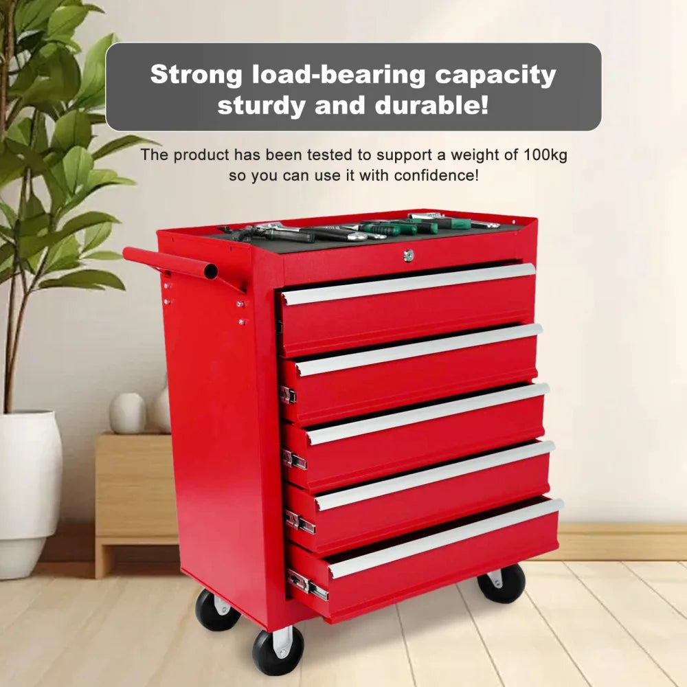 5 Drawer Metal Rolling Tool Chest With Locking System