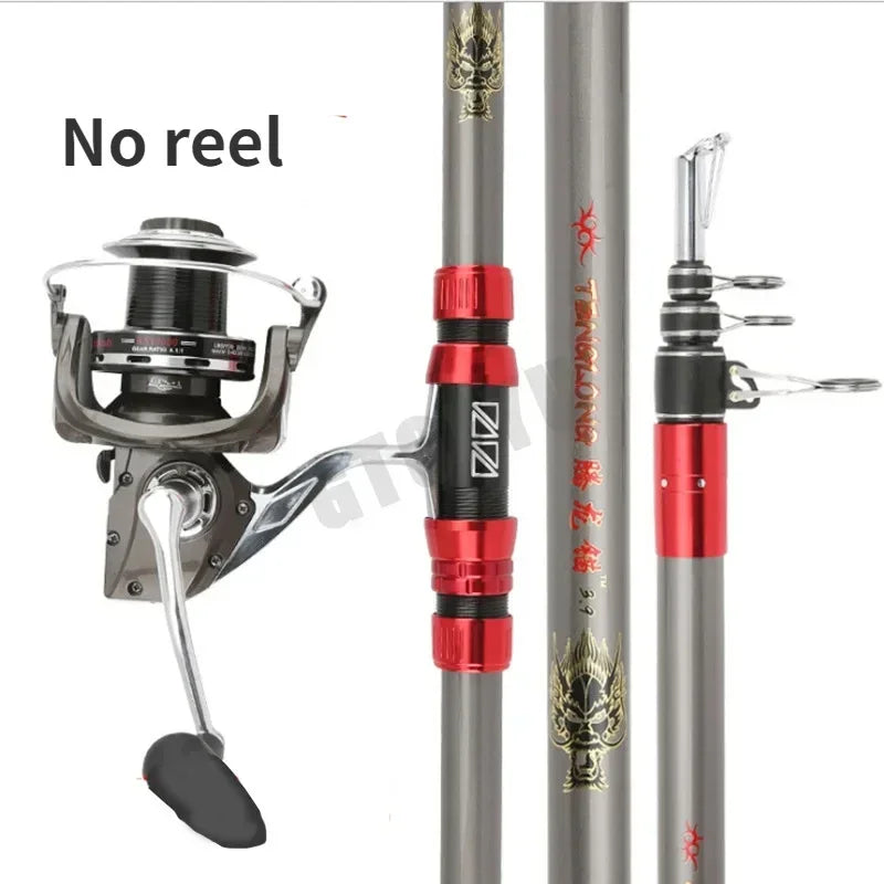 2.7-4.5M Carbon Fishing Rod 100kg Superhard Long Distance Telescopic Sea Boat Fishing Gear