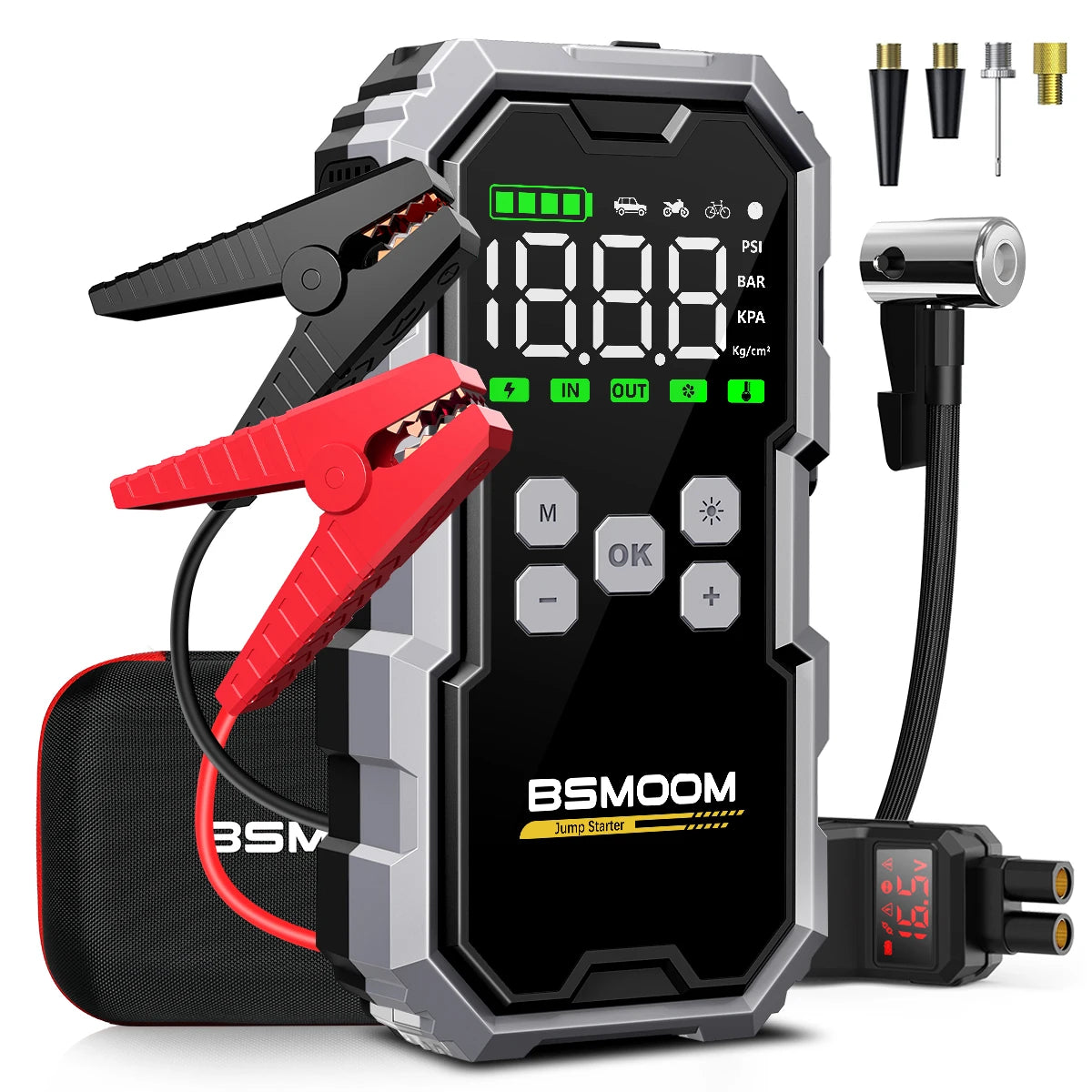 Car Jump Starter With Air Compressor LCD Screen 21800mAh