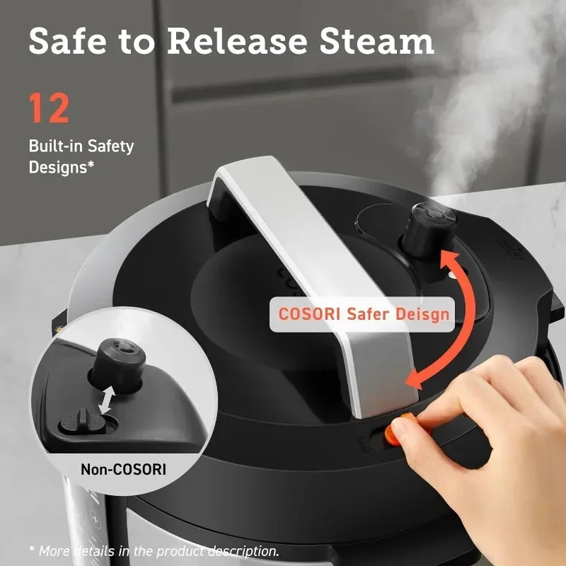 COSORI Electric Pressure Cooker 6 Quart 9 in 1 Instant Multi Cooker with Safer Venting Design Rice Cooker Slow Cooker Sous Vide