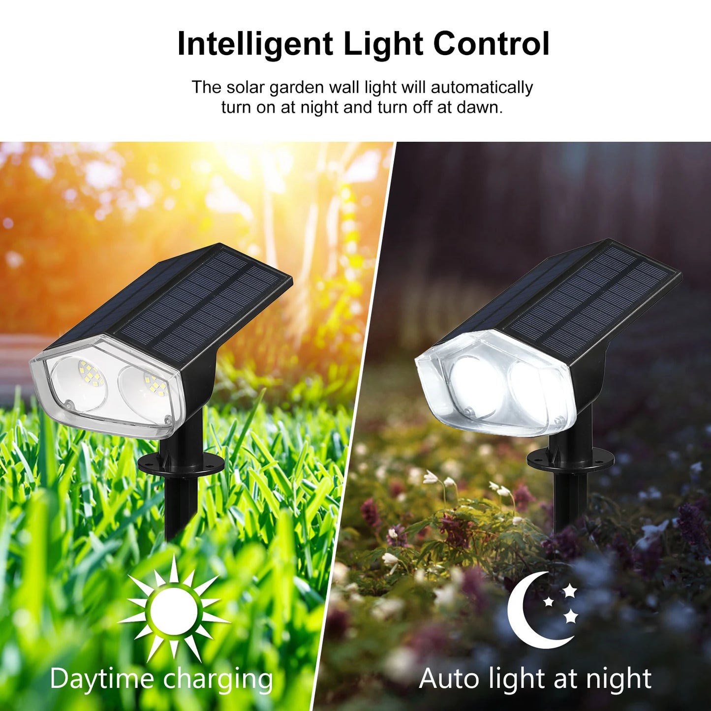 Solar Outdoor Garden Lamp With IP67 Waterproof Spotlight