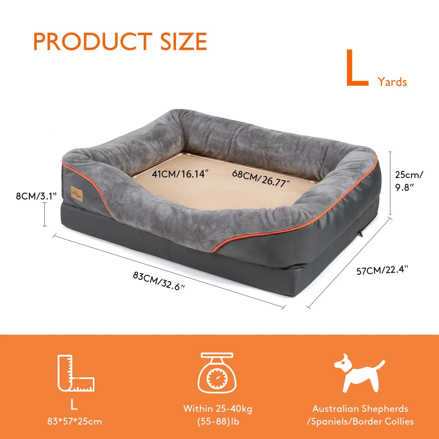 Jumbo Large Orthopedic Dog Bed Memory Foam Quilted Bolstered Pet Sofa Elevated Cushion Warm Waterproof Mattress