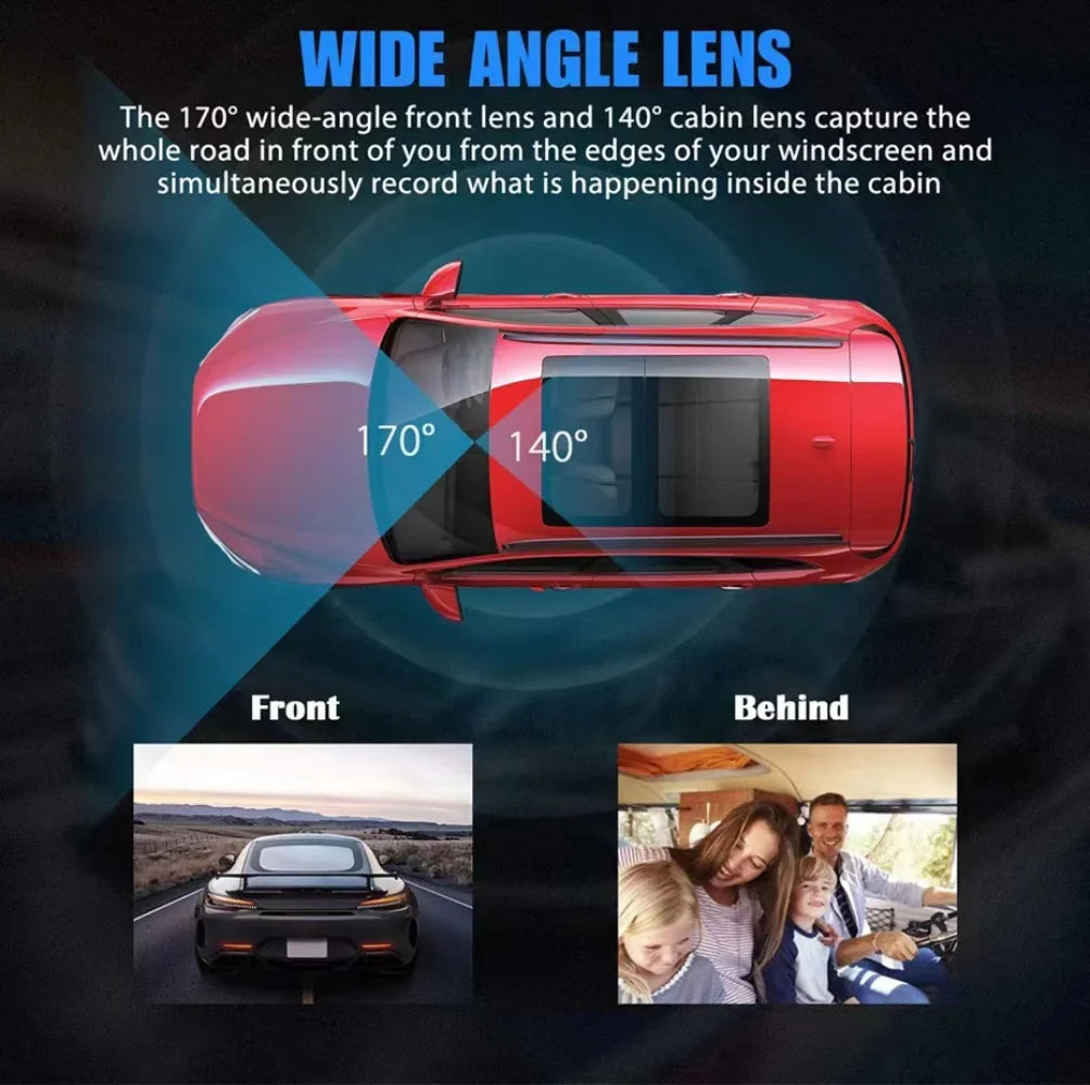 3 Camera Lens Car DVR 3 Channel Dash Cam HD 1080P Dual Lens Dashcam Video Recorder Black Box