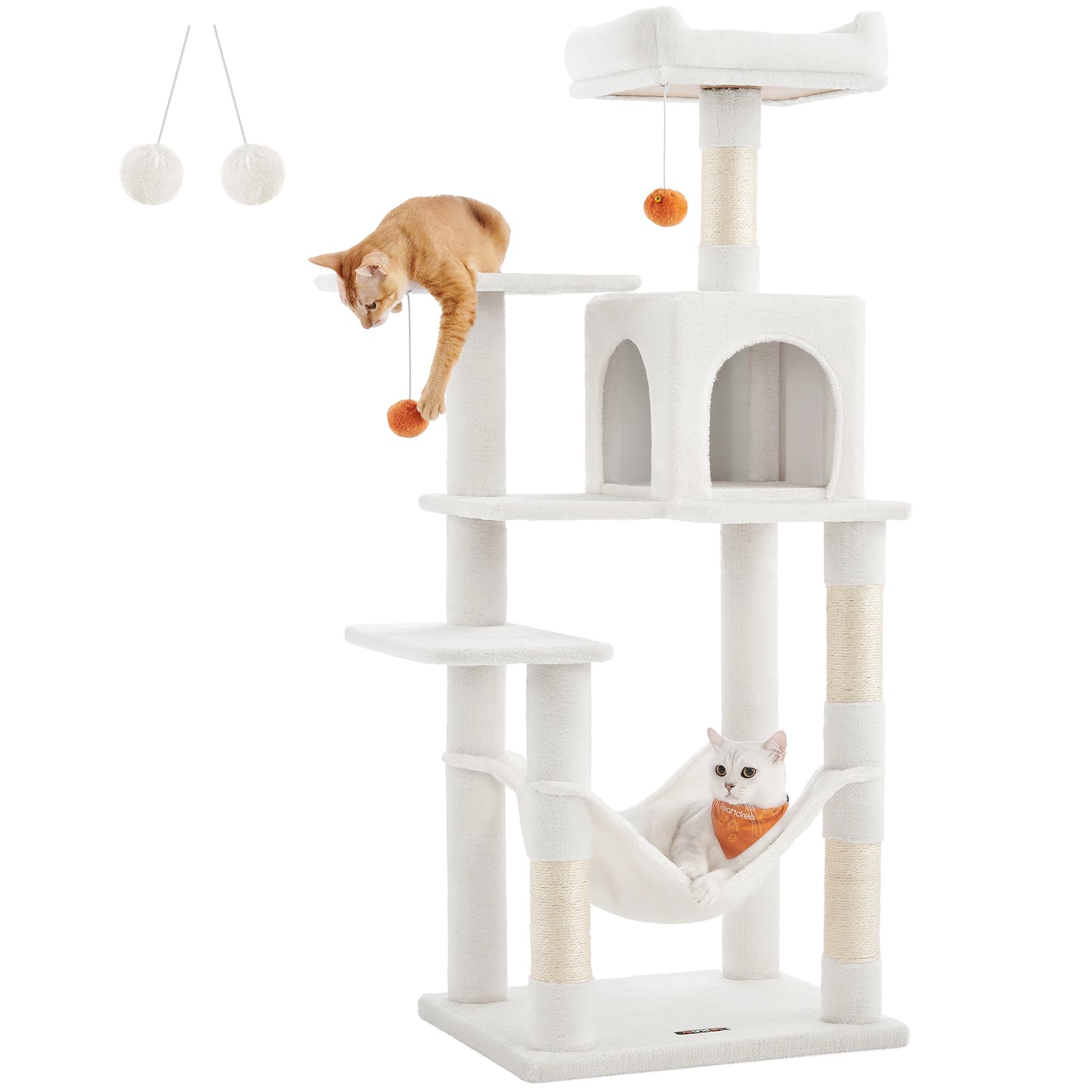 Feandrea Cat Tree 56.3 Inch Cat Condo With Scratching Posts