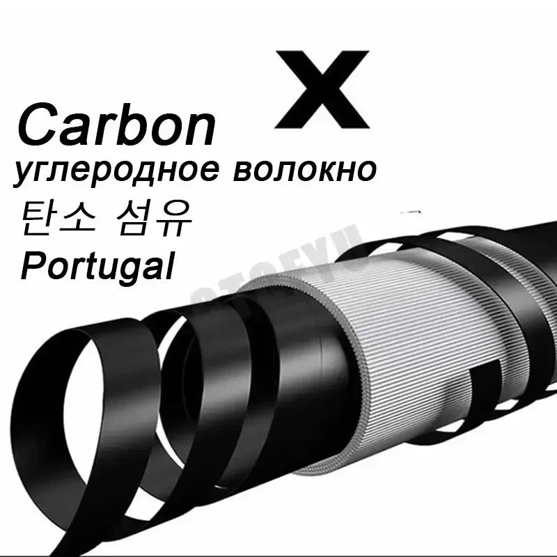 2.7-4.5M Carbon Fishing Rod 100kg Superhard Long Distance Telescopic Sea Boat Fishing Gear