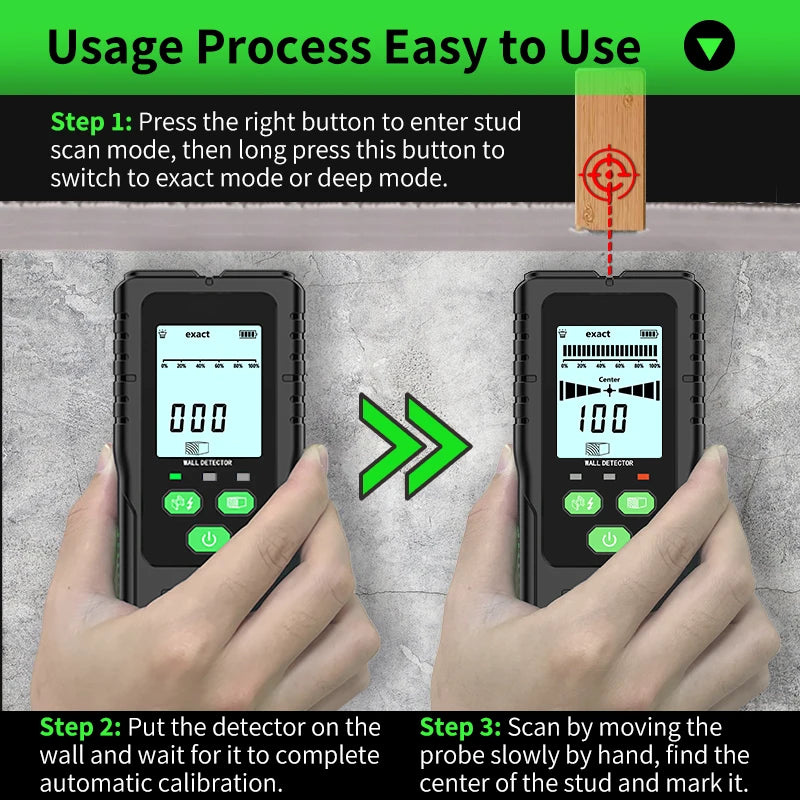 R&D New Stud Finder Wall Scanner Cable Wires Depth Tracker Wall Metal Detector Electronic Backlit Black AC Wood Finder