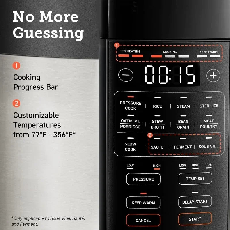 COSORI Electric Pressure Cooker 6 Quart 9 in 1 Instant Multi Cooker with Safer Venting Design Rice Cooker Slow Cooker Sous Vide