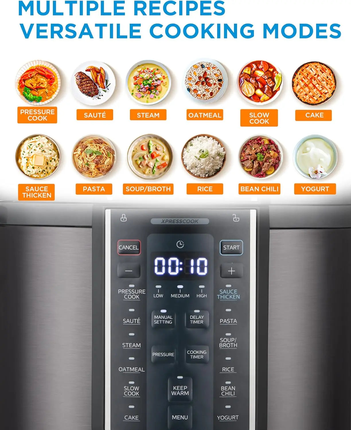 12-in-1 Electric Pressure Cooker, 6 Quarts, 12 Presets, Multi-Functional Programmable Slow Cooker, Rice Cooker, Steamer