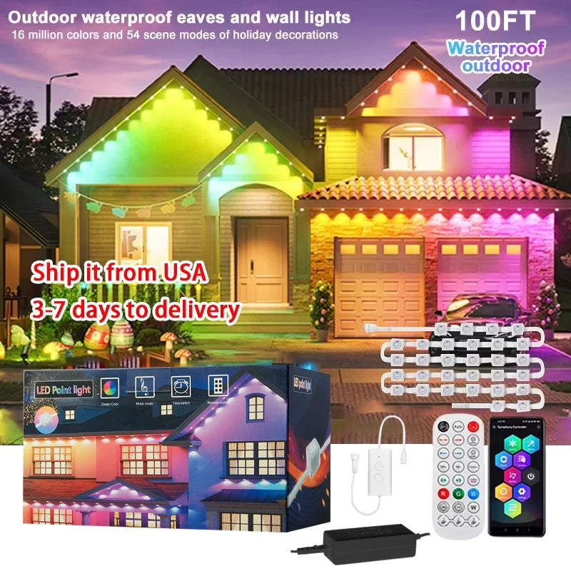 Permanent Outdoor Lights Smart RGBIC Eaves LED Fairy String