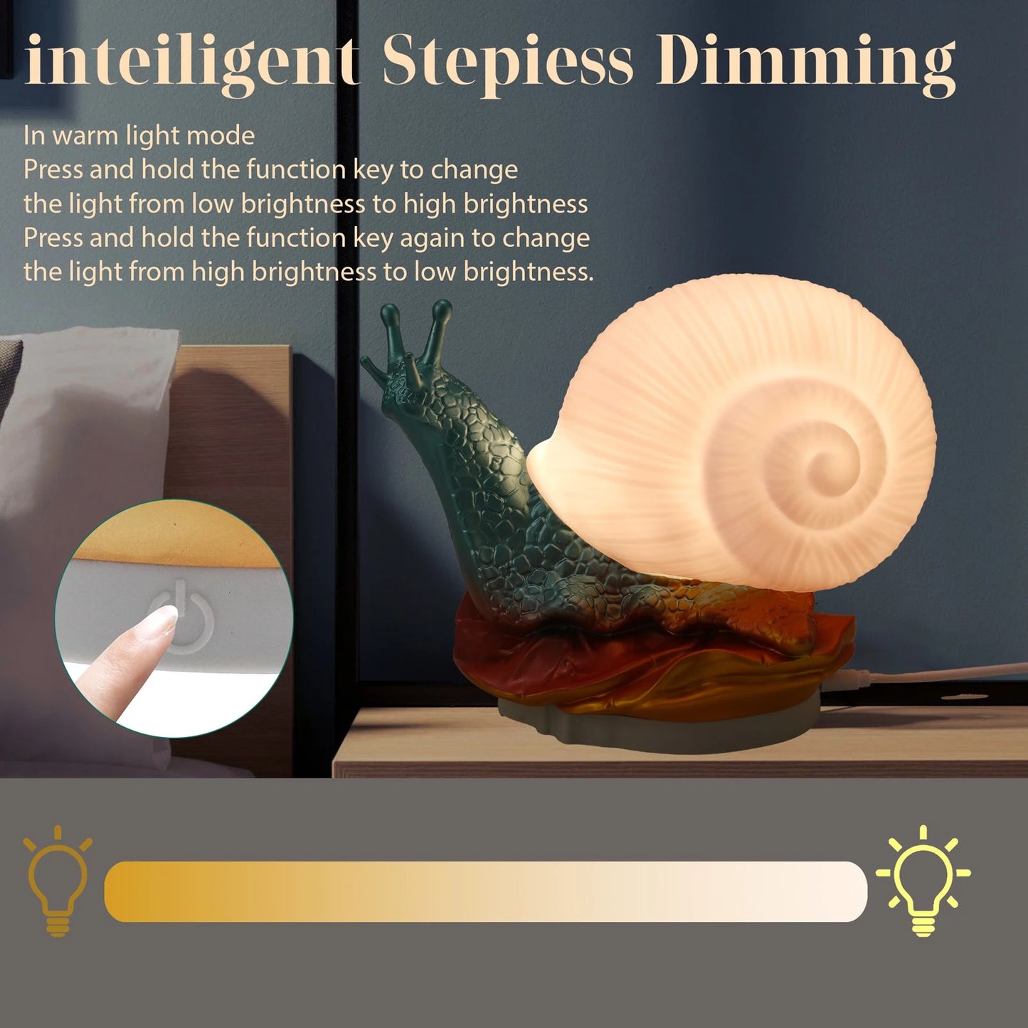 4W Kids Snail Night Light With Adjustable Brightness