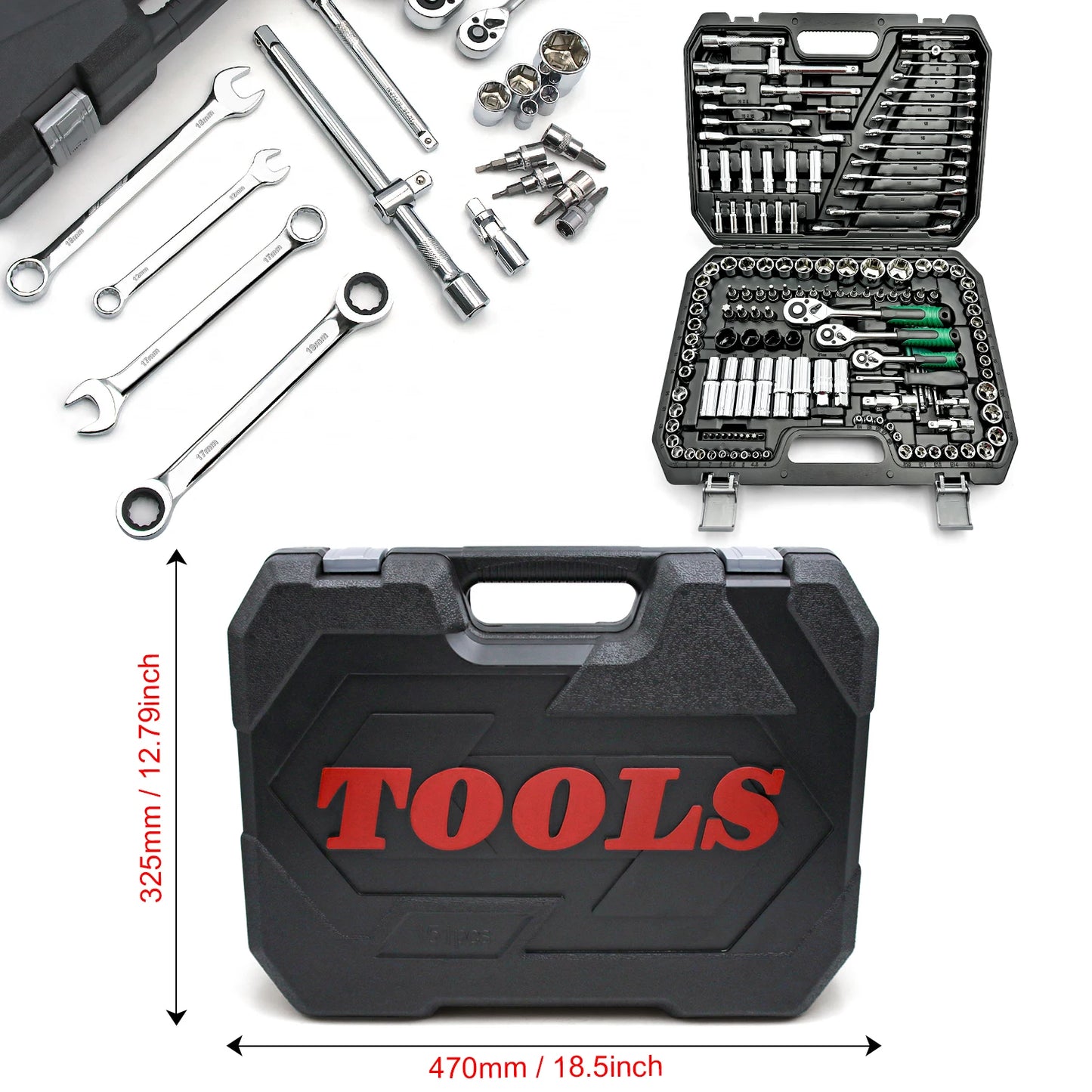 151 Pieces Drive Socket Set with 1/2 1/4 3/8 Inch Ratchet Wrench for Home and Automobile Maintenance