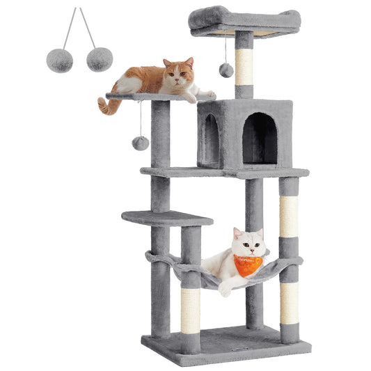 Feandrea 56 Inch Multi Level Cat Tree Condo With Hammock
