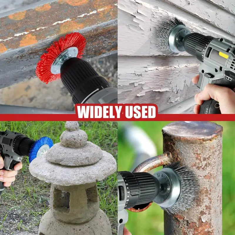 Abrasive Wire Wheel Cup Brush Filament Hex Shank 9 Piece