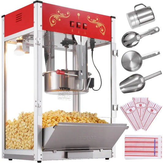 Electric 1615W Red Countertop Popcorn Popper Machine 16 Oz Popcorn Maker For Home Kitchen