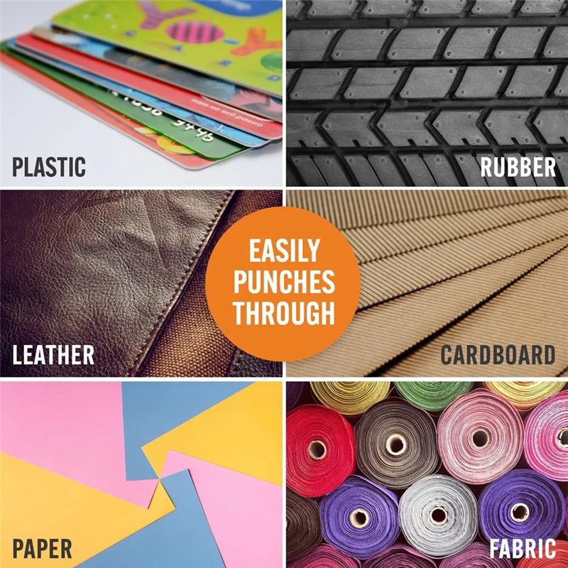 A59E-Leather Hole Puncher , Sets For Belts, Shoes, Fabric, DIY & Craft Projects, Multi Hole Size Use Durable Multicolor