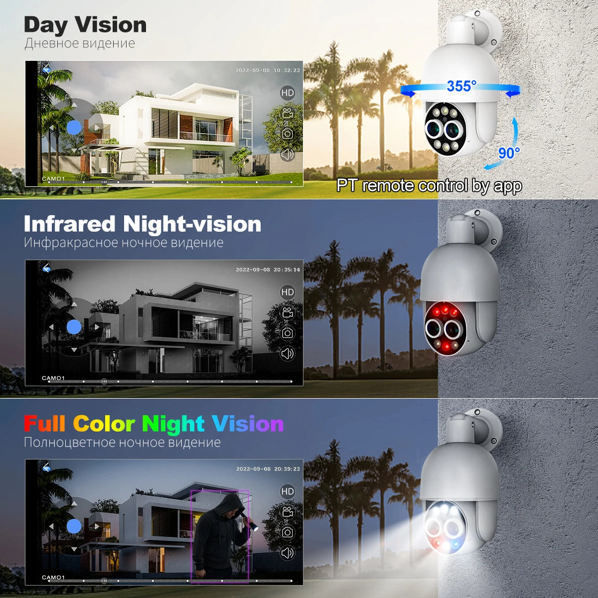 Techage 8CH PTZ 8MP Dual Lens PoE Security Camera System With 8X Zoom 4MP Two Way Audio NVR ONVIF Video Surveillance Kit