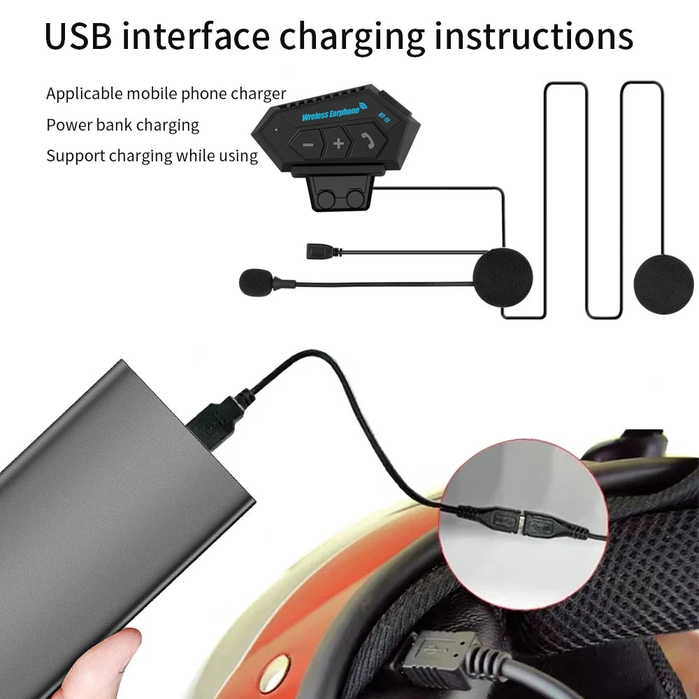 Motorcycle Helmet Headset Bluetooth 5.0 Headphone Wireless Earphones Motor Headset Bike Earphone Handsfree Stereo Earbud
