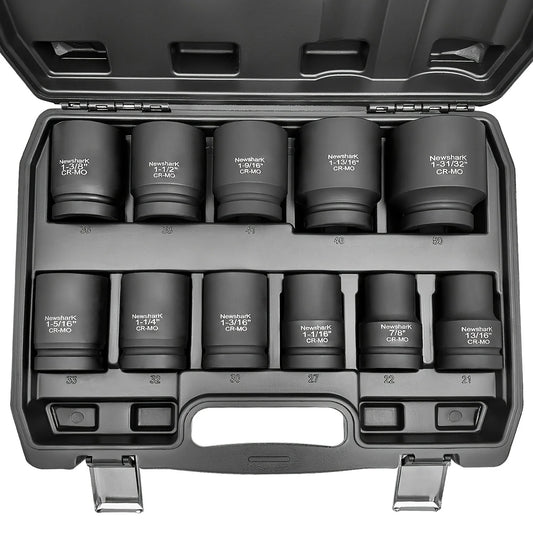 11 Piece Deep Socket Set SAE 1 5 16 To 1 31 32 Inches 6 Point CR Mo Spindle Axle Nut Impact Socket Set for Auto and Home Repair