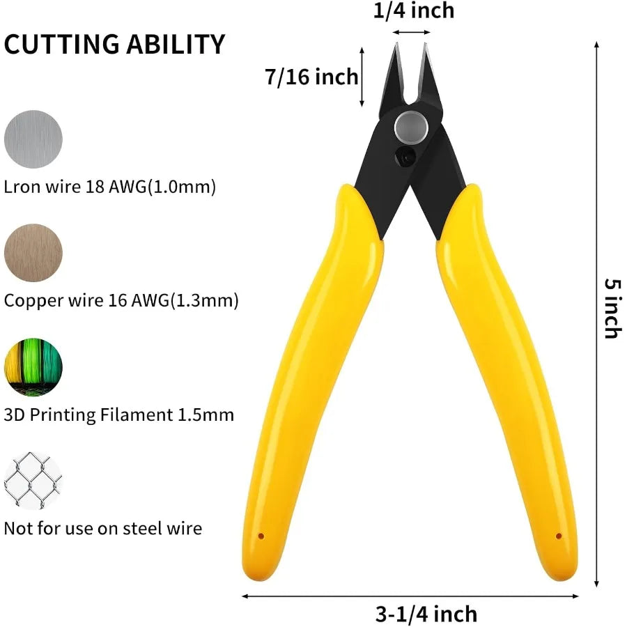 5Pcs Micro Flush Cutters Wire Cutter With Internal Spring Diagonal Cutters For Electronics Heating Wire Soft Copper