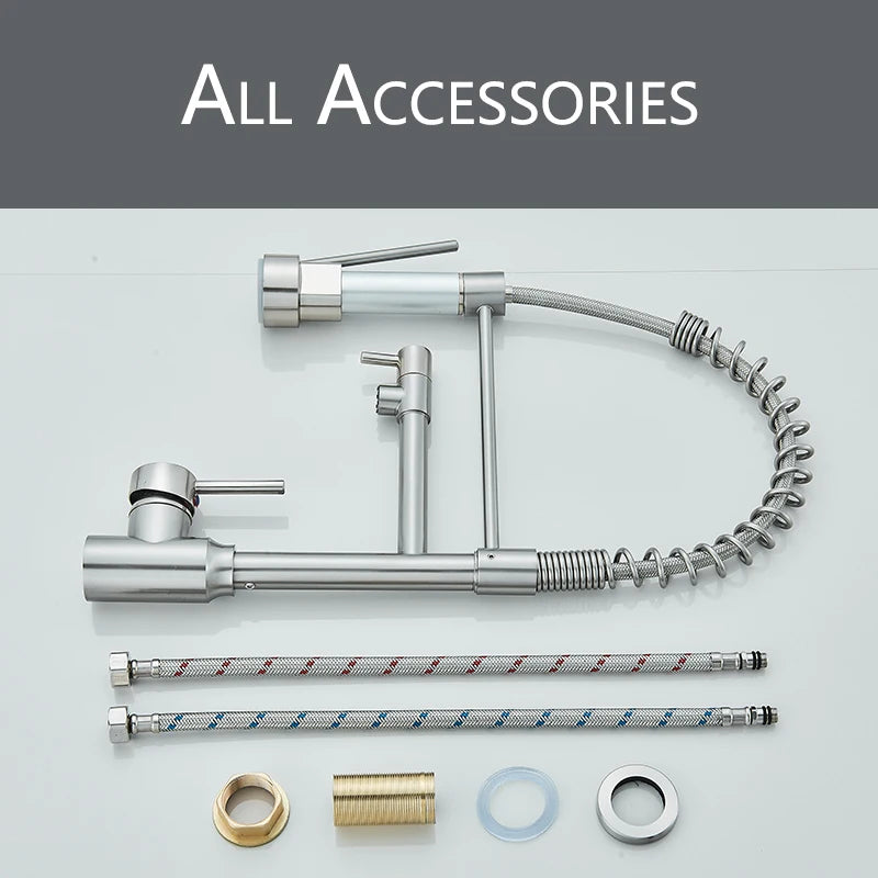 Nickel Faucet Pull Down Hot Cold Water Mixer 360 Rotation