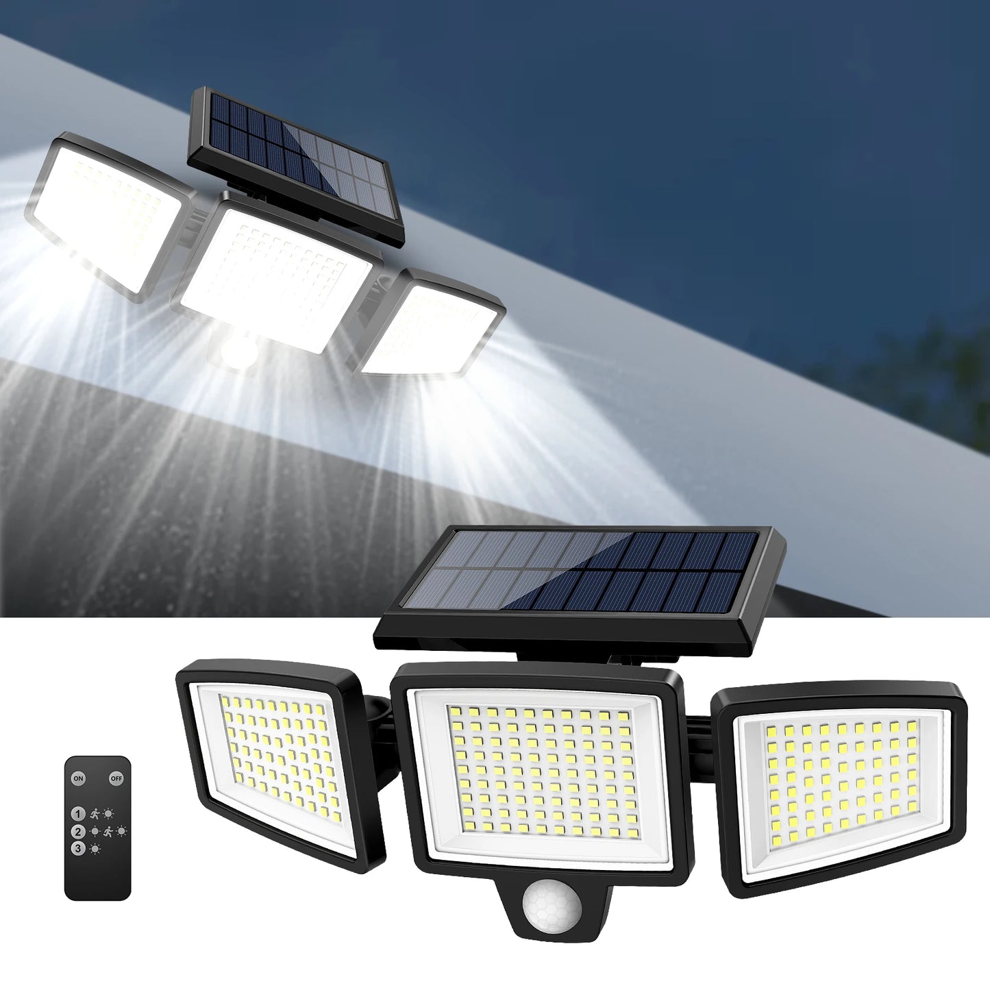 IP65 Waterproof Triple Head Outdoor Solar Light 2500LM