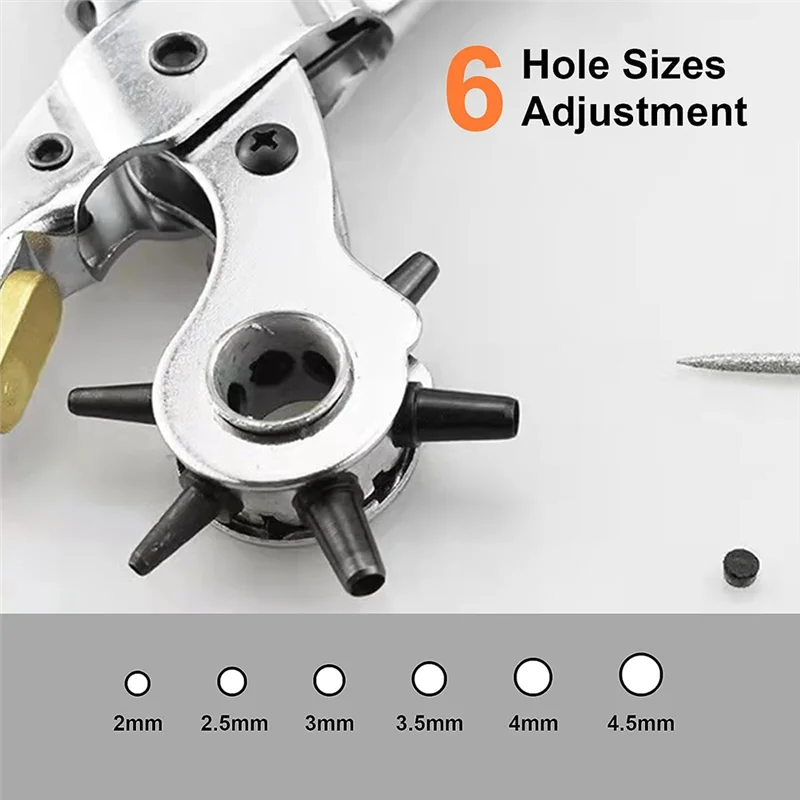 A59E-Leather Hole Puncher , Sets For Belts, Shoes, Fabric, DIY & Craft Projects, Multi Hole Size Use Durable Multicolor