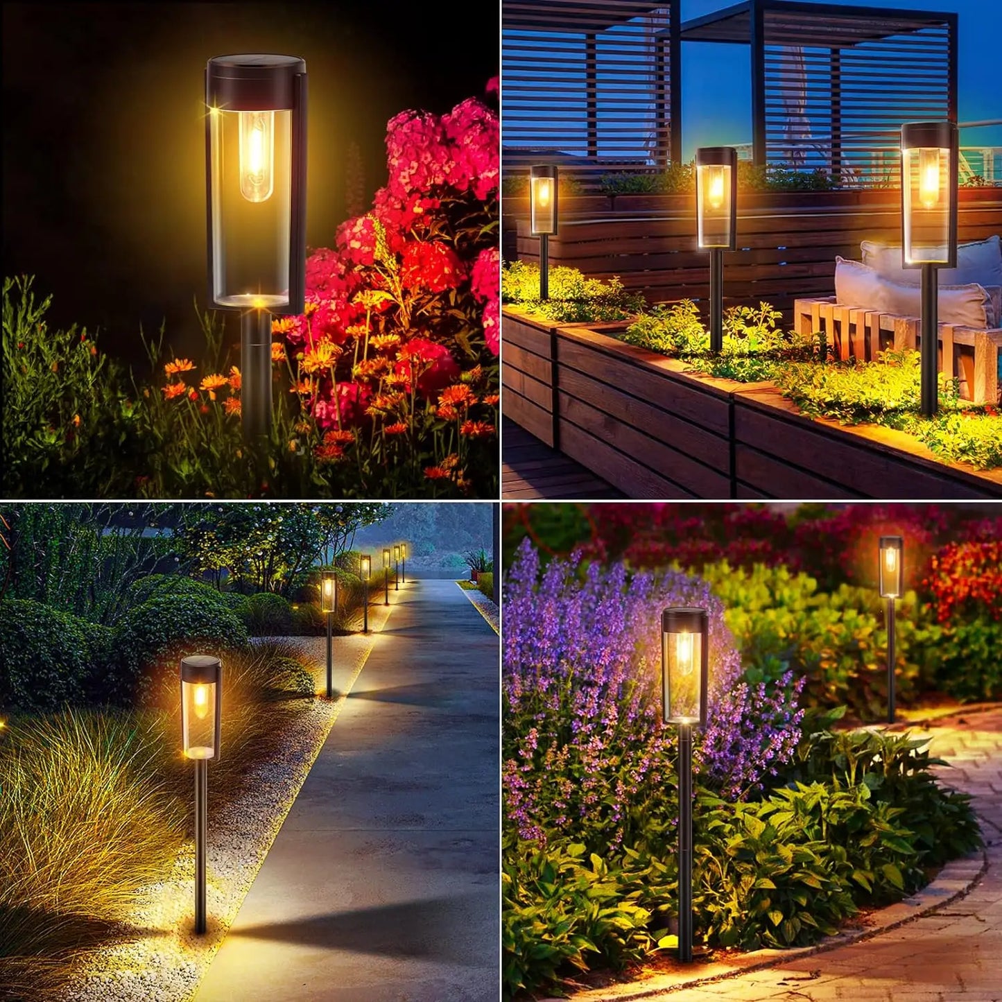 6/12 Pack Solar Pathway Lights Outdoor Upgraded Solar Landscape Path Lights Auto On Off Outdoor Garden Lawn Yard Patio Walkway Driveway