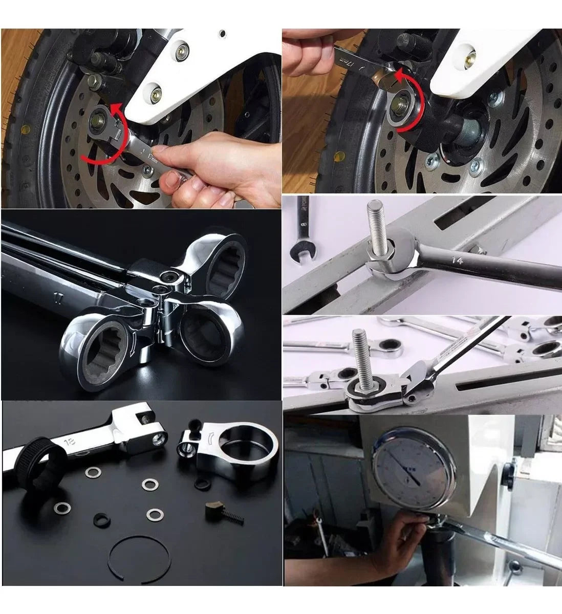 12 14 16 17pcs Flex Head Ratchet Wrench Set 6 26mm 72 Teeth Cr V Combination Ended Span Kit