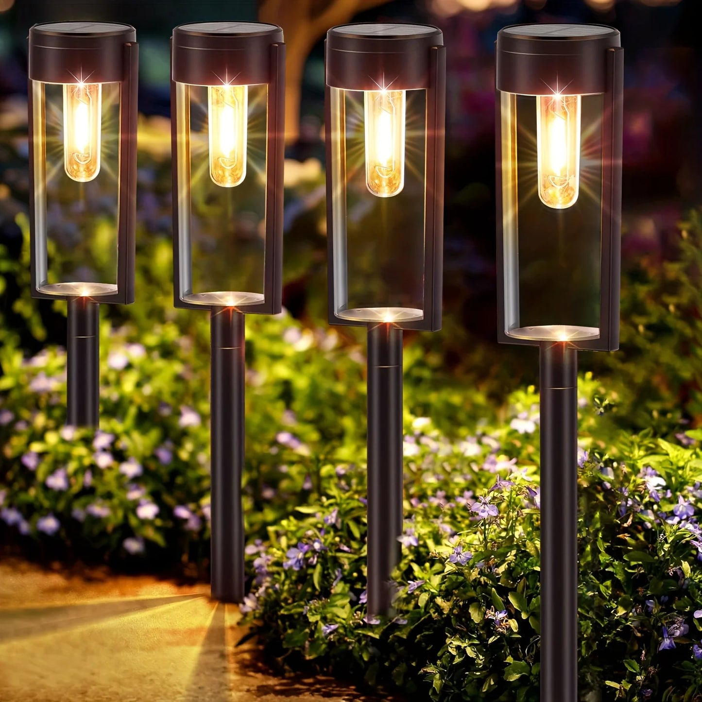 6/12 Pack Solar Pathway Lights Outdoor Auto On/Off Landscape