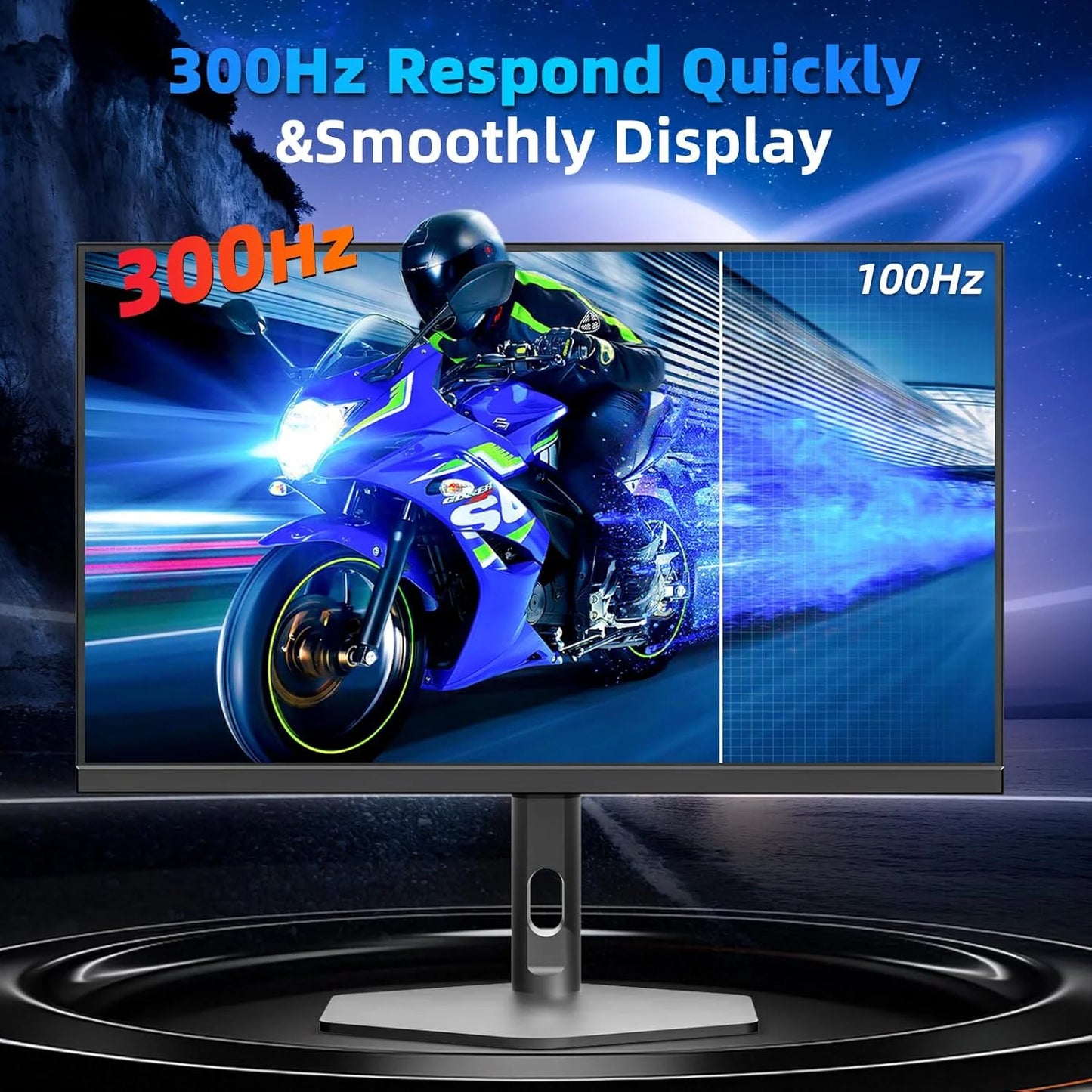 FYHXele 27Inch Gaming Monitor 300Hz QHD FreeSync Ultra Slim