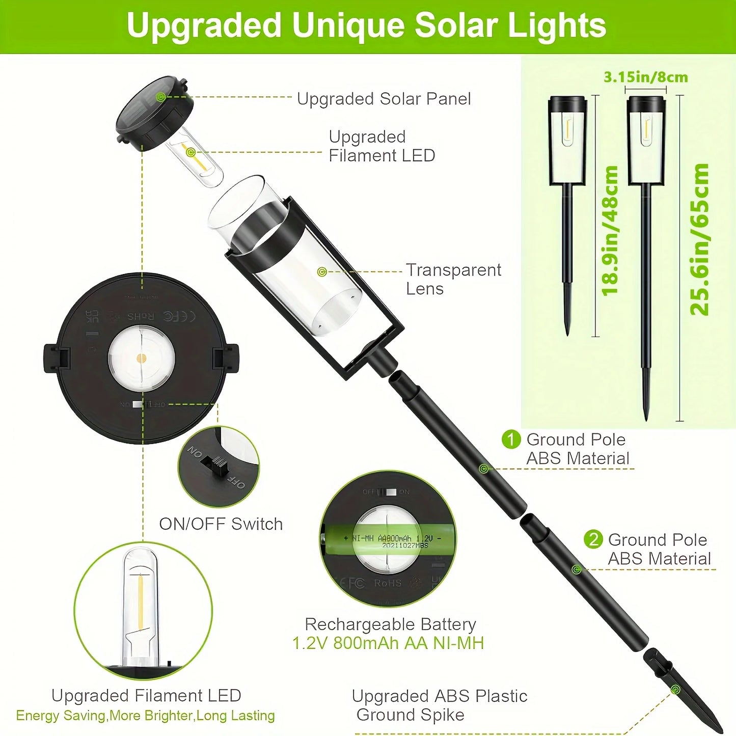6/12 Pack Solar Pathway Lights Outdoor Upgraded Solar Landscape Path Lights Auto On Off Outdoor Garden Lawn Yard Patio Walkway Driveway
