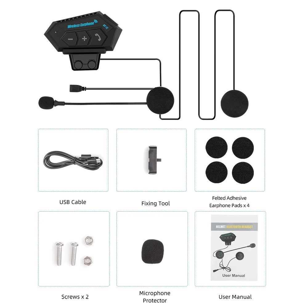 Motorcycle Helmet Headset Bluetooth 5.0 Headphone Wireless Earphones Motor Headset Bike Earphone Handsfree Stereo Earbud