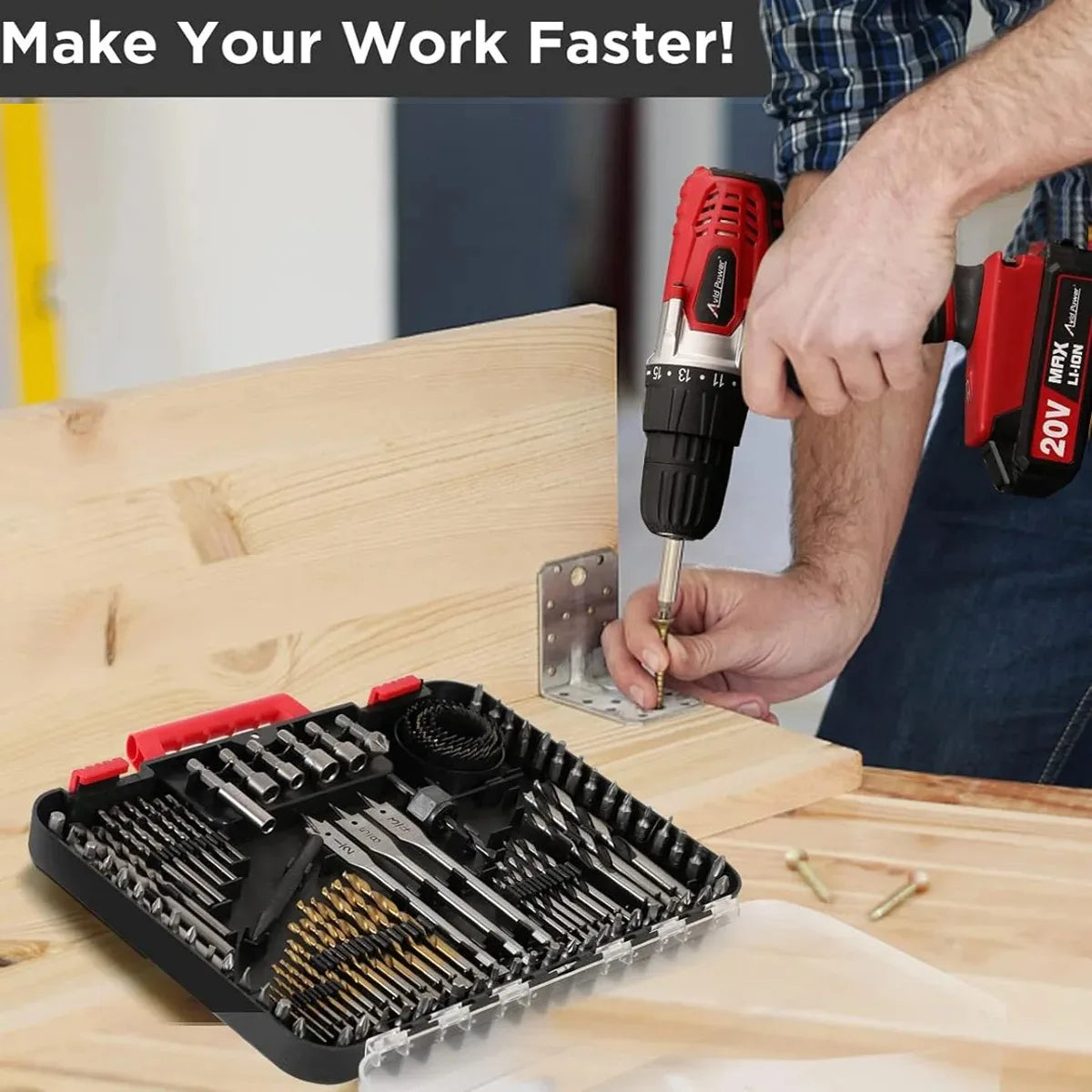 100 Piece Drill Bit Set With Impact Driver Bits Metal Wood