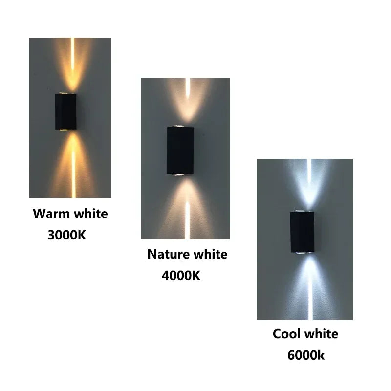 Silver Aluminum COB Outdoor Light 6W Waterproof IP65 Wall Sconces Up And Down