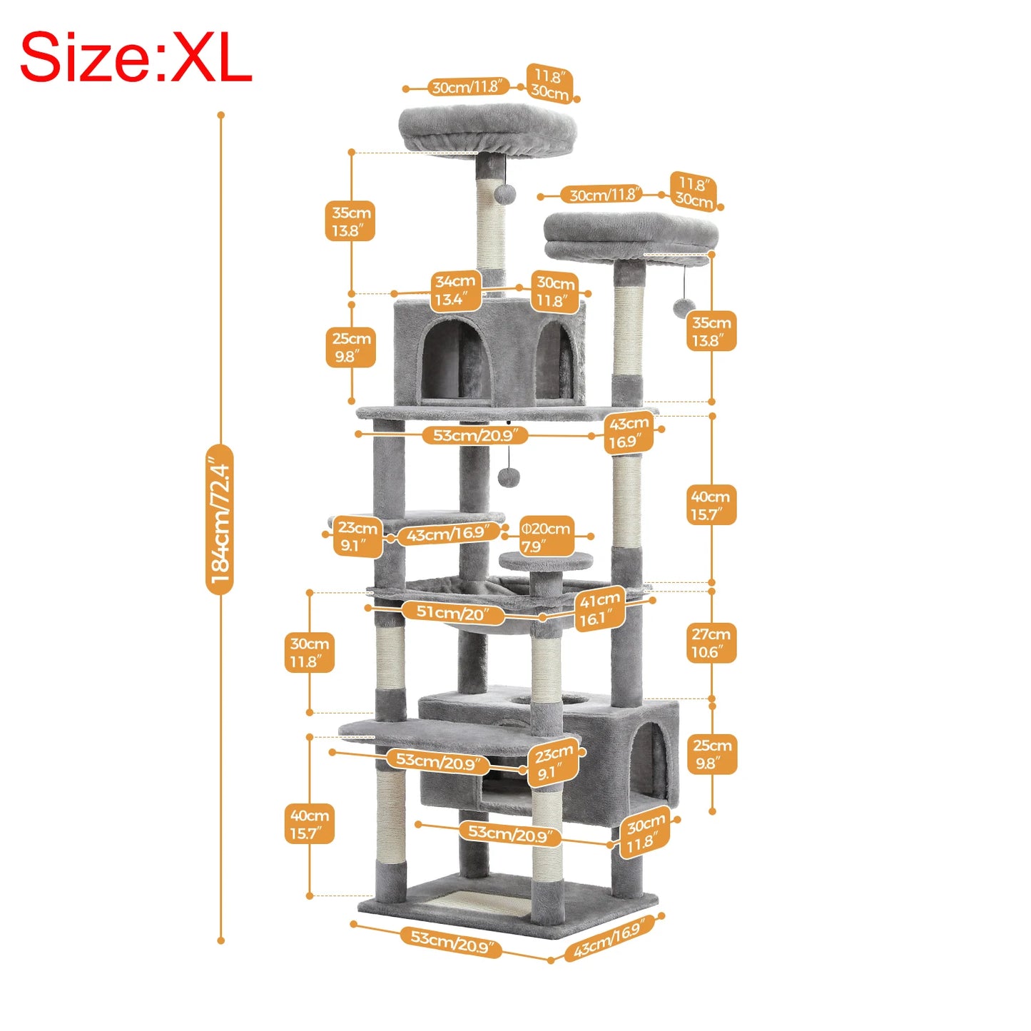 Large Cat Tower With Sisal Posts Multi Level Indoor Cozy