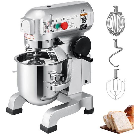 VEVOR Electric Dough Machine 10/15/20/30Qt Stainless Steel Commercial Cream Egg Whisk Mixer Processor Kitchen Food Stand Blender