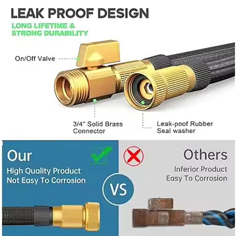 50/100ft Garden Water Hose Expandable Metal Connector High Pressure TPE Reel Magic Water Pipes for Garden Hose Farm Irrigation