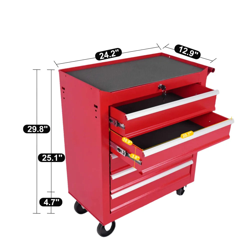 5 Drawer Metal Rolling Tool Chest With Locking System