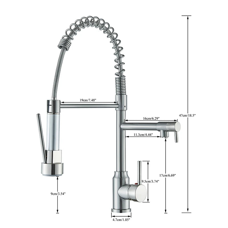 Nickel Faucet Pull Down Hot Cold Water Mixer 360 Rotation