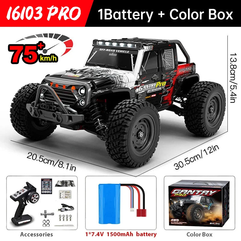 WLtoys 16101 Pro 1:16 75KM/H 4WD RC Car With LED Light