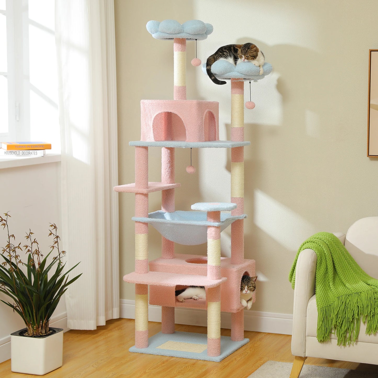 Large Cat Tower With Sisal Posts Multi Level Indoor Cozy