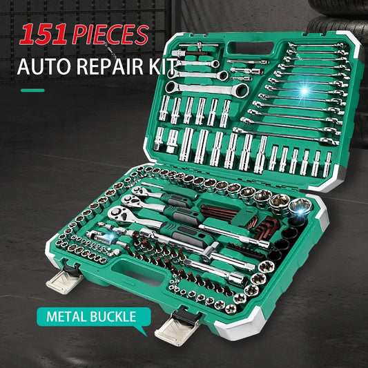 151 Piece General Tool Set Auto Repair With Plastic Case