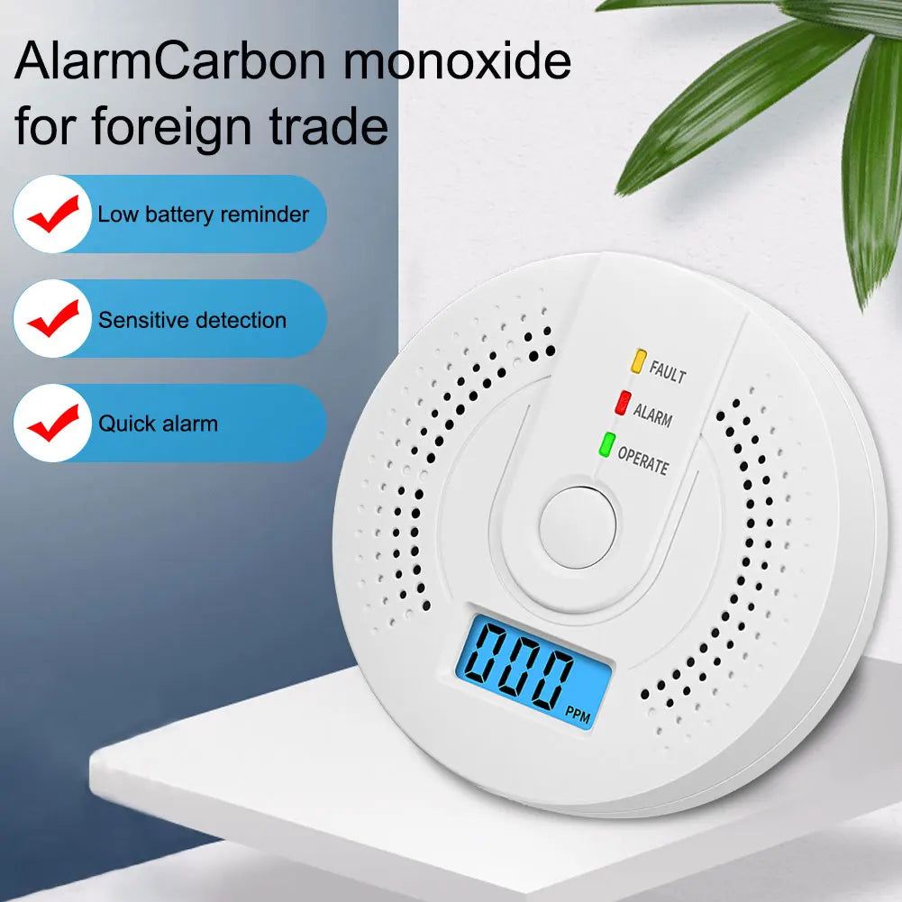 Digital Carbon Monoxide Detector Sound Warning & LED Indicator Battery Powered CO Gas Monitor Alarm Detector for Home Warehouse